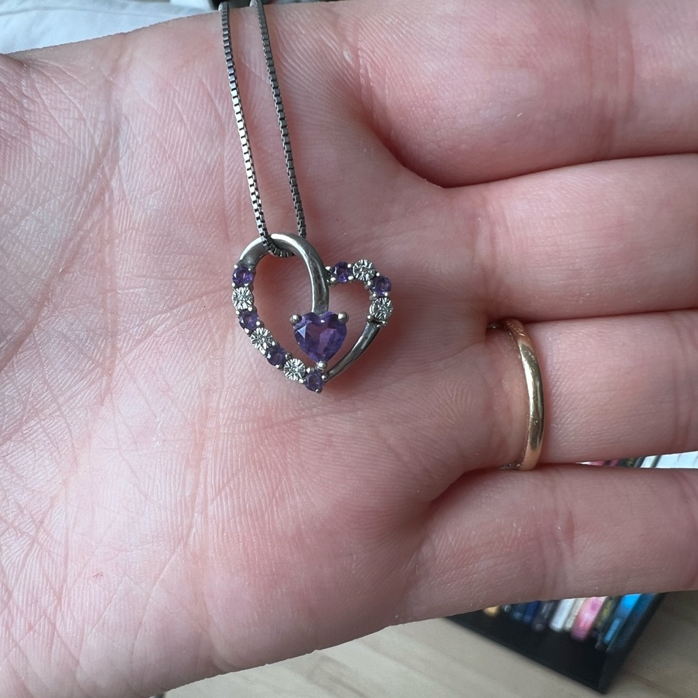 Kay Jewelers Purple Heart Sterling Silver Necklace
